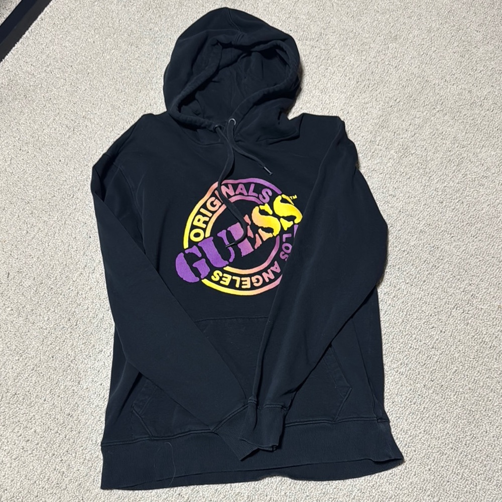 Guess Black Hoodie with Multicolor Logo